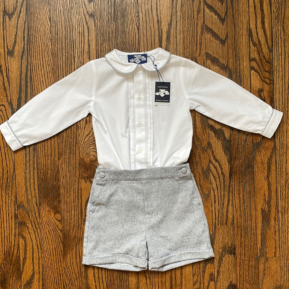 Trotters London NWT Little Rupert Set, White/ Pale Blue 18-24M